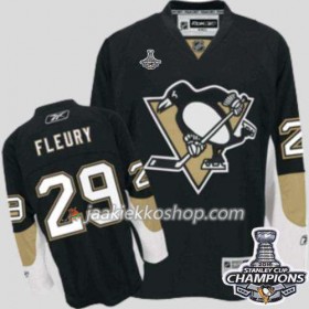 Reebok NHL Pittsburgh Penguins Pelipaita Marc-Andre Fleury 29 Musta Koti 2016 Stanley Cup