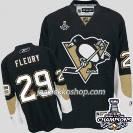 Reebok NHL Pittsburgh Penguins Pelipaita Marc-Andre Fleury 29 Musta Koti 2016 Stanley Cup