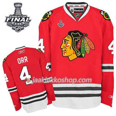 Reebok Miehille NHL Chicago Blackhawks Pelipaita Bobby Orr #4 Koti Punainen 2015 Stanley Cup