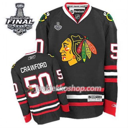 Lapsille NHL Chicago Blackhawks Pelipaita Corey Crawford #50 Kolmas Musta 2015 Stanley Cup