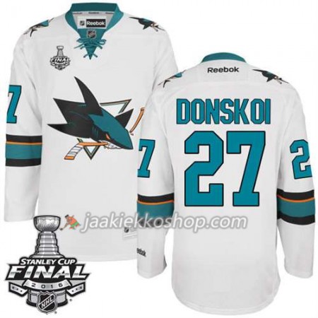 Reebok NHL San Jose Sharks Pelipaita Joonas Donskoi #27 Valkoinen Vieras 2016 Stanley Cup