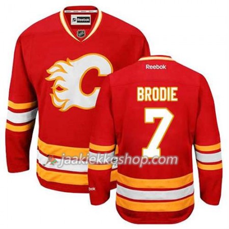 Reebok Miehille NHL Calgary Flames Pelipaita TJ Brodie #7 Kolmas Punainen
