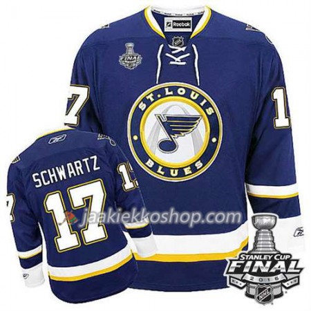 Reebok NHL St. Louis Blues Pelipaita Jaden Schwartz #17 Sininen Kolmas 2016 Stanley Cup