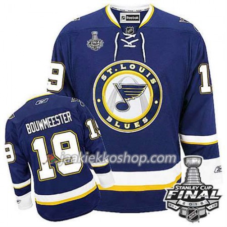 Reebok NHL St. Louis Blues Pelipaita Jay Bouwmeester #19 Sininen Kolmas 2016 Stanley Cup