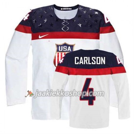 Reebok Nainen NHL Premier Olympic-USA Team Pelipaita John Carlson #4 Koti Valkoinen Paita