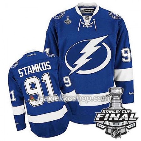 Reebok NHL Tampa Bay Lightning Pelipaita Steven Stamkos #91 Sininen Koti 2016 Stanley Cup