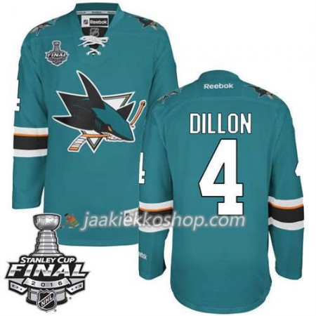 Reebok NHL San Jose Sharks Pelipaita Brenden Dillon #4 Teal Koti 2016 Stanley Cup