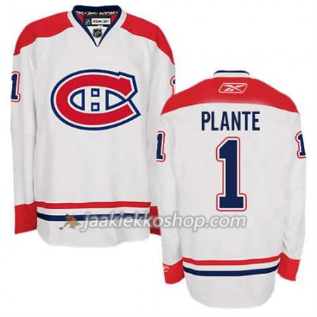 Reebok Miehille NHL Montreal Canadiens Pelipaita Jacques Plante #1 Vieras Valkoinen