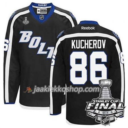 Reebok NHL Tampa Bay Lightning Pelipaita Nikita Kucherov #86 Musta Kolmas 2016 Stanley Cup