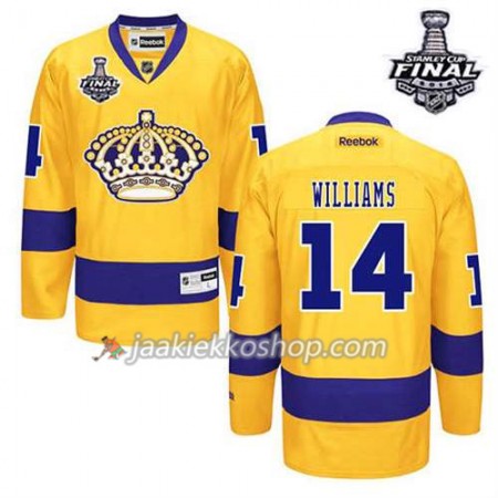 Reebok Miehille NHL Los Angeles Kings Pelipaita Justin Williams #14 Kolmas Kulta 2014 Stanley Cup