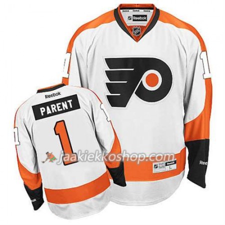 Reebok Miehille NHL Philadelphia Flyers Pelipaita Bernie Parent #1 Vieras Valkoinen