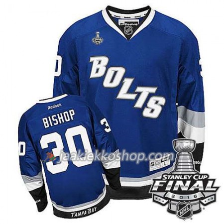 Reebok NHL Tampa Bay Lightning Pelipaita Ben Bishop #30 Sininen Kolmas 2016 Stanley Cup