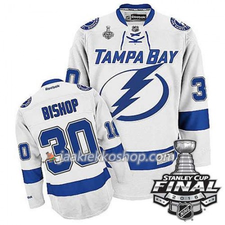 Reebok NHL Tampa Bay Lightning Pelipaita Ben Bishop #30 Valkoinen Vieras 2016 Stanley Cup