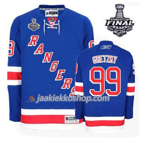 Reebok Miehille NHL New York Rangers Pelipaita Wayne Gretzky #99 Koti Sininen 2014 Stanley Cup