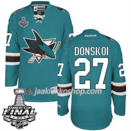 Reebok NHL San Jose Sharks Pelipaita Joonas Donskoi #27 Teal Koti 2016 Stanley Cup