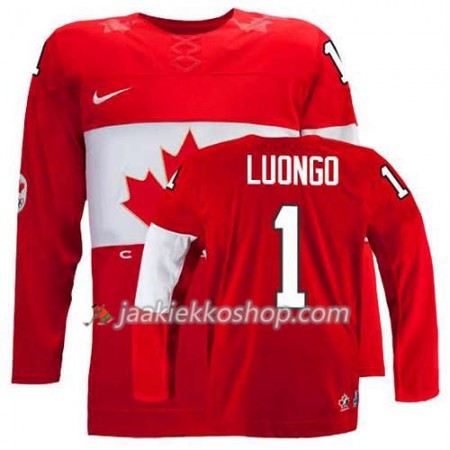 Reebok Miehille NHL Premier Kanada Team Pelipaita Roberto Luongo #1 Vieras Punainen Paita