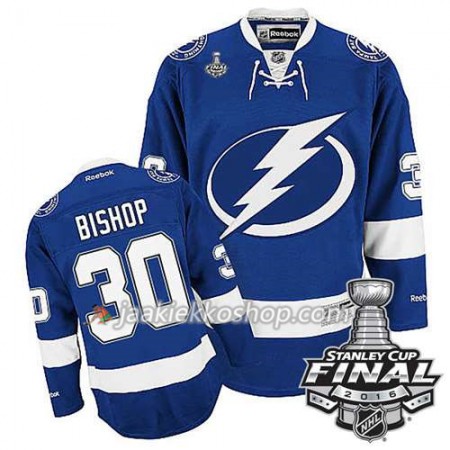 Reebok NHL Tampa Bay Lightning Pelipaita Ben Bishop #30 Sininen Koti 2016 Stanley Cup