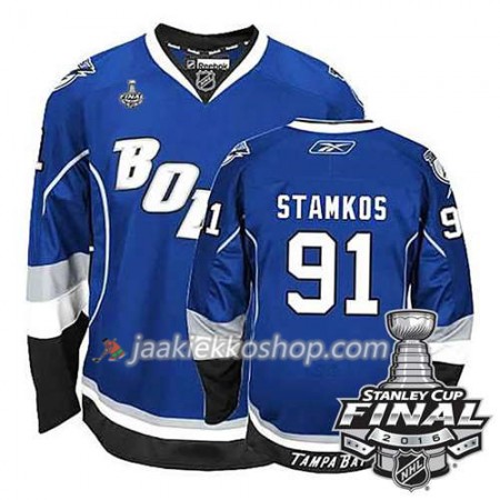 Reebok NHL Tampa Bay Lightning Pelipaita Steven Stamkos #91 Sininen Kolmas 2016 Stanley Cup