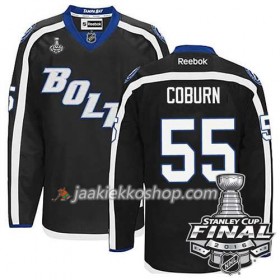 Reebok NHL Tampa Bay Lightning Pelipaita Braydon Coburn #55  Musta Kolmas 2016 Stanley Cup