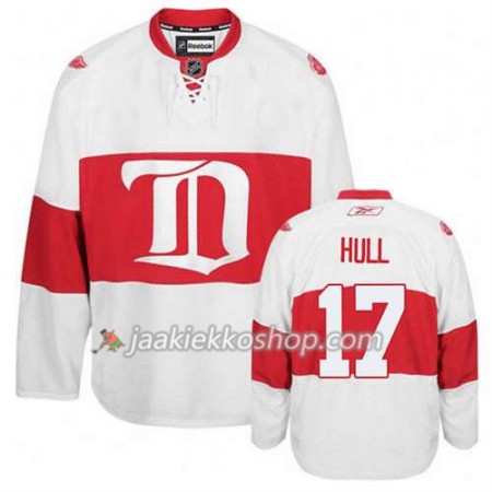 Reebok Miehille NHL Detroit Red Wings Pelipaita Brett Hull #17 Kolmas Winter Classic Valkoinen