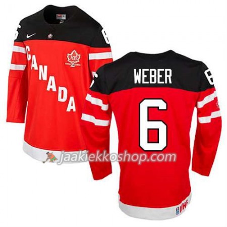 Reebok Miehille NHL Premier Kanada Team Pelipaita Shea Weber #6 100th Anniversary Punainen Paita