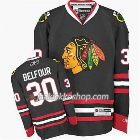 Reebok Miehille NHL Chicago Blackhawks Pelipaita ED Belfour 30 Musta Kolmas