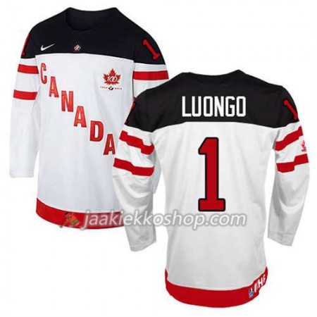 Lapsille NHL Premier Kanada Team Pelipaita Roberto Luongo #1 100th Anniversary Valkoinen Paita