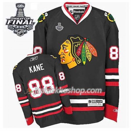 Reebok Miehille NHL Chicago Blackhawks Pelipaita Patrick Kane #88 Kolmas Musta 2015 Stanley Cup