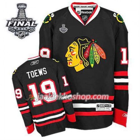 Reebok Nainen NHL Chicago Blackhawks Pelipaita Jonathan Toews #19 Kolmas Musta 2015 Stanley Cup