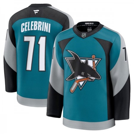 Miehille NHL San Jose Sharks Pelipaita Fanatics Premium Macklin Celebrini 2025-26 Kolmas Teal