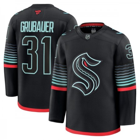Miehille NHL Seattle Kraken Pelipaita Fanatics Premium Philipp Grubauer 2025-26 Kolmas Musta