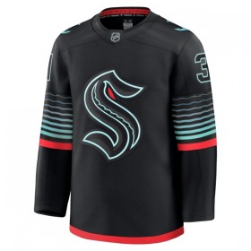 Miehille NHL Seattle Kraken Pelipaita Fanatics Premium Philipp Grubauer 2025-26 Kolmas Musta
