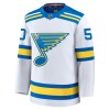 Miehille NHL St. Louis Blues Pelipaita Fanatics Premium Binnington Jordan 2025-26 vieras Valkoinen