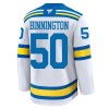 Miehille NHL St. Louis Blues Pelipaita Fanatics Premium Binnington Jordan 2025-26 vieras Valkoinen