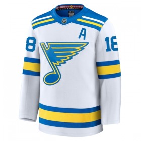 Miehille NHL St. Louis Blues Pelipaita Fanatics Premium Robert Thomas 2025-26 vieras Valkoinen